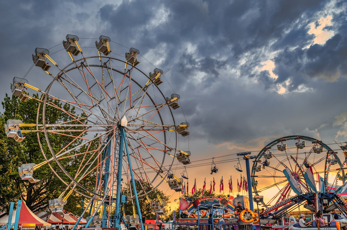 Amusement Park at Sunset 